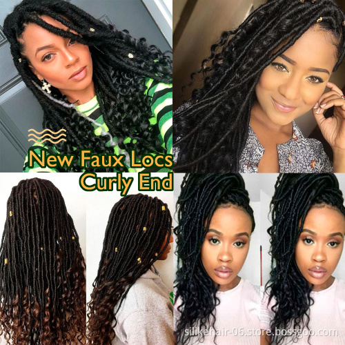Silike Faux Locs curly Crochet Braids 14 18 Inch Soft Natural Synthetic Hair Extension 24 Stands/Pack Goddess Faux Locks Hair